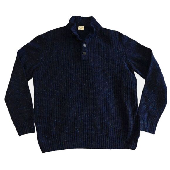 LAGO MADE IN ITALY BLUE WOOL BLEND MEN'S SWEATER SIZE L - Picture 1 of 5
